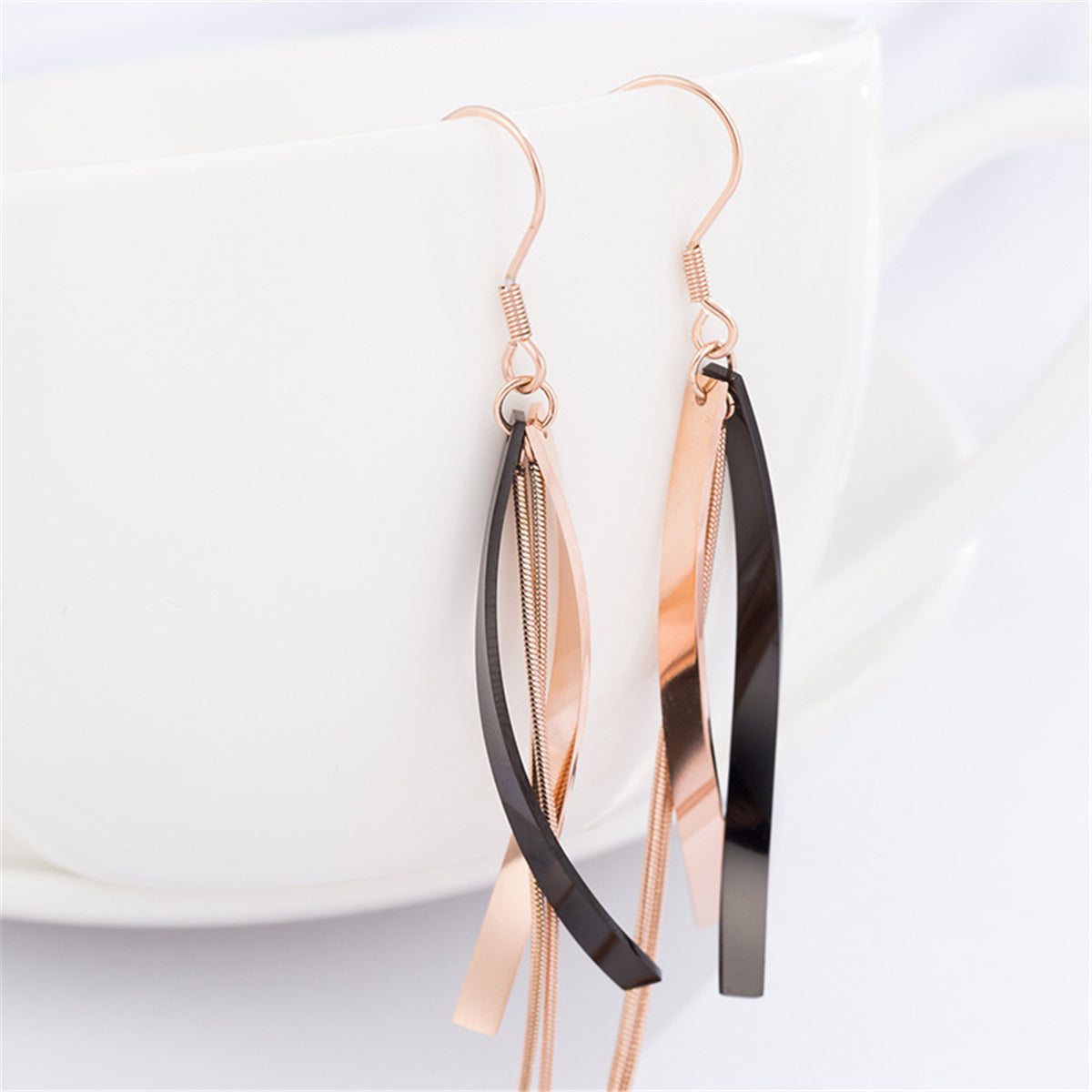 18K Rose Gold-Plated Hook Drop Earring