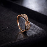 Cubic Zirconia & 18k Rose Gold-Plated Pavé Twisted Ring