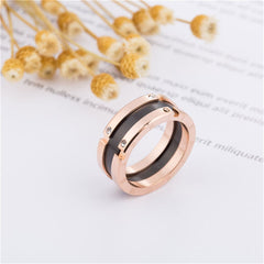 Cubic Zirconia & 18K Rose Gold-Plated Roman Numeral Band