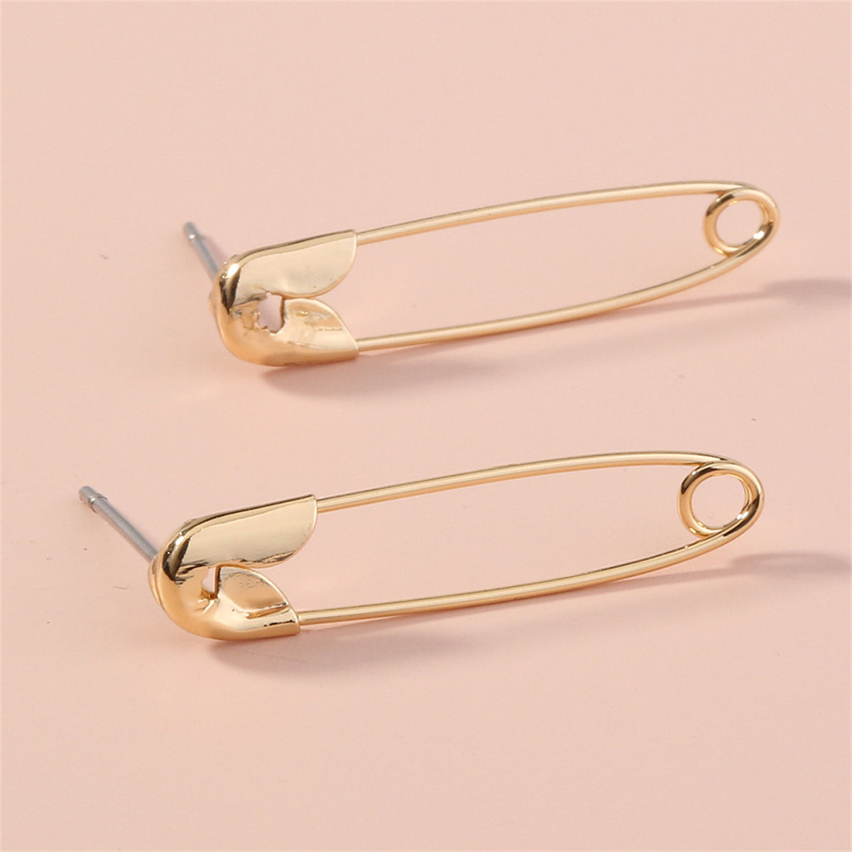 18K Gold-Plated Pin Drop Earrings, gold drop earrings for women, dainty minimalist design, detail close-up