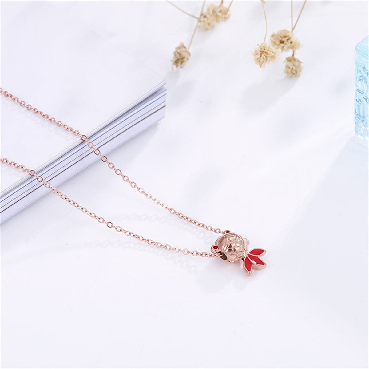 18K Rose Gold-Plated Fish Pendant Necklace