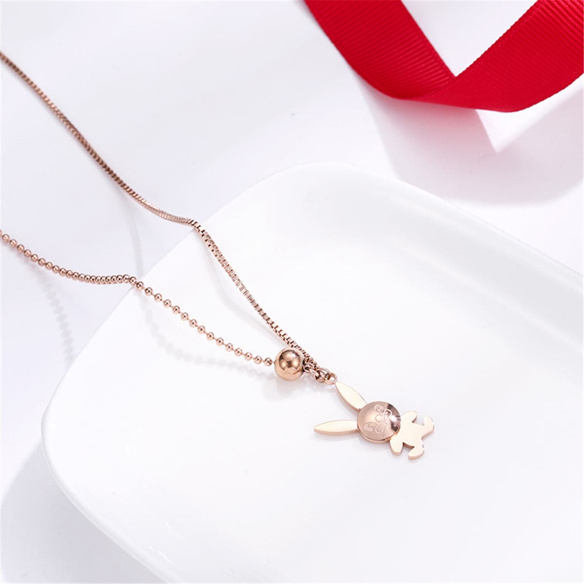 18K Rose Gold-Plated Rabbit Pendant Necklace
