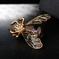 Black Cubic Zirconia & Goldtone Insect Brooch