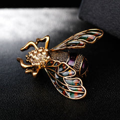 Black Cubic Zirconia & Enamel 18K Gold-Plated Insect Brooch