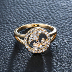Cubic Zirconia & 18K Gold-Plated Open Dragonfly Ring