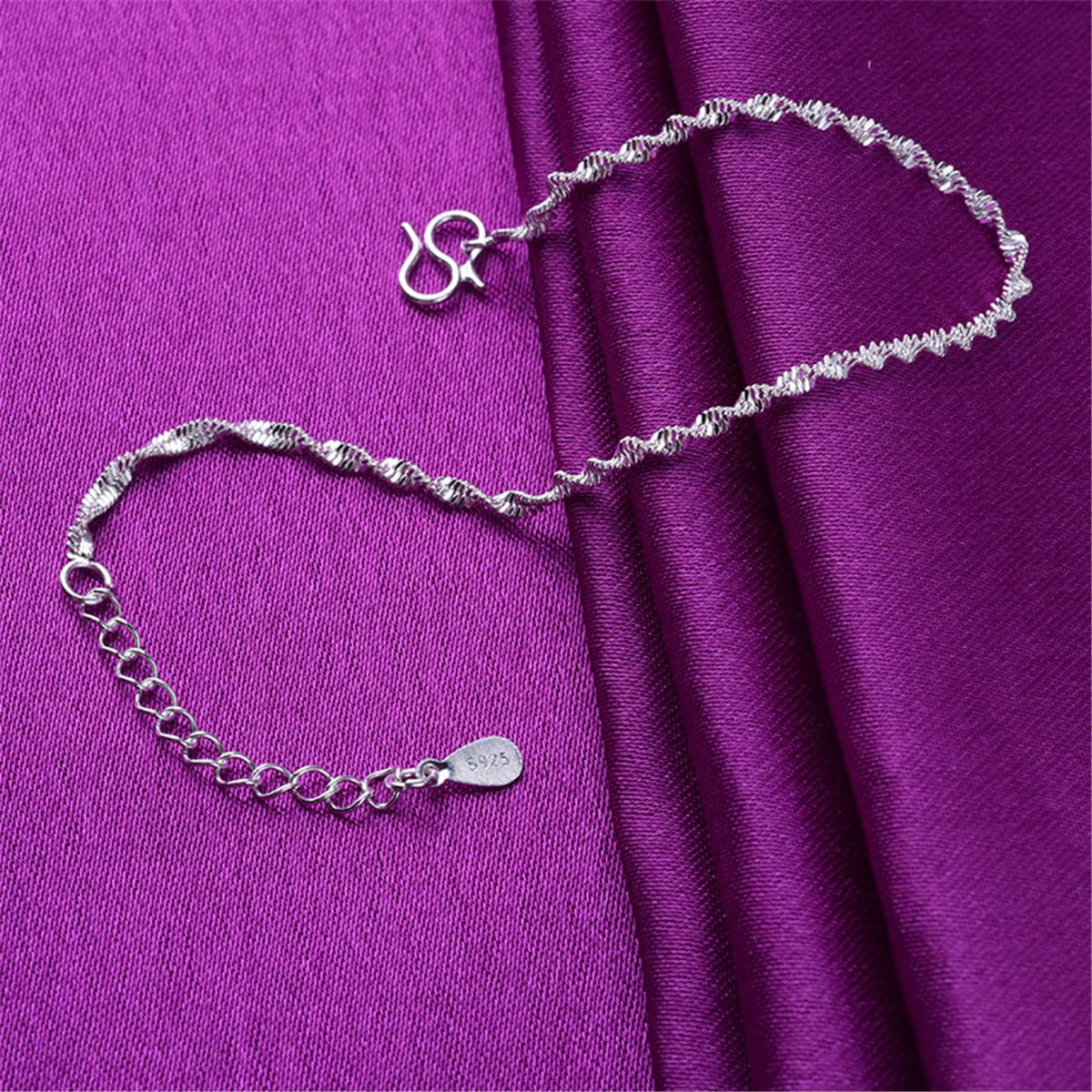 Silver-Plated Rope Chain Anklet