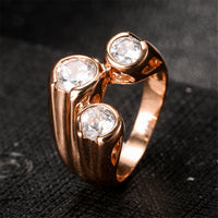 Cubic Zirconia & Rose Goldtone Geometric Ring