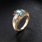 Blue Crystal & Cubic Zirconia Baguette-Cut Ring