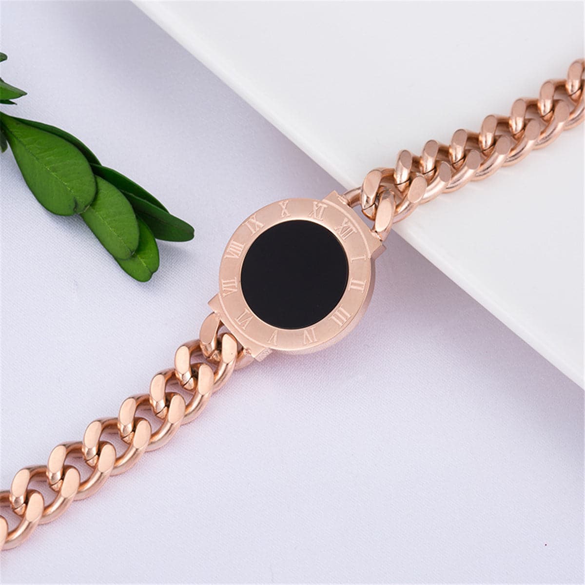 Black & 18K Rose Gold-Plated Chain Wrap Bracelet