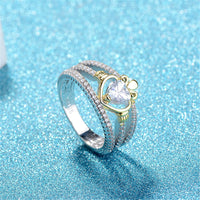 Cubic Zirconia & Two-Tone Claddagh Band Ring