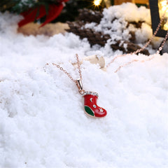 Cubic Zirconia & Enamel 18K Rose Gold-Plated Boot Pendant Necklace