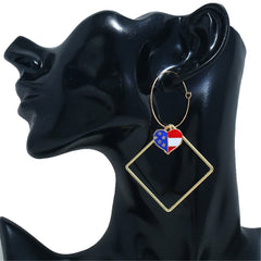 Charming American flag heart earrings, a stylish choice for celebrating Independence Day with flair.