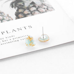 Gold Foil Heart & Resin Stud Earrings