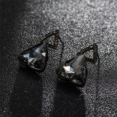 Gray & Rhodium-Plated Triangle Drop Earrings