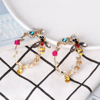 Crystal & Cubic Zirconia Bee Round Drop Earrings