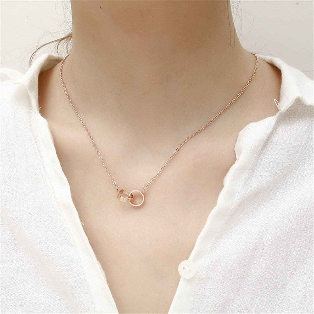 18K Rose Gold-Plated Crossing Ring Pendant Necklace