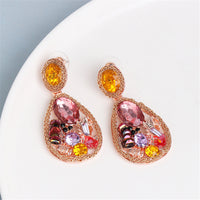 Multicolor Crystal & Cubic Zirconia Clustered Teardrop Earrings