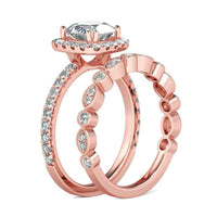 cubic zirconia & Crystal Cushion-Cut Halo Ring & Band - streetregion