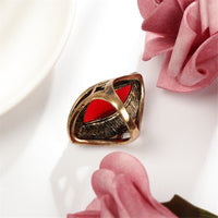 Red & 18k Gold-Plated Abstract Leaf Ring
