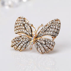 Cubic Zirconia & Gold-Plated Butterfly Brooch