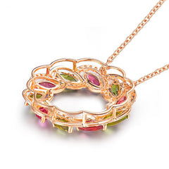 cubic zirconia & 18k Rose Gold-Plated Floral Circle Pendant Necklace - streetregion