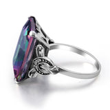 Jewel-Tone Crystal & Fine Silver-Plated Princess-Cut Ring - streetregion