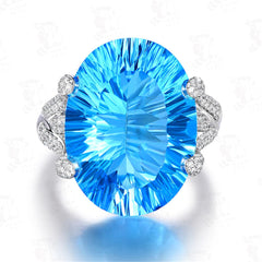 Ocean Blue cubic zirconia & Crystal Oval-Cut Ring - streetregion