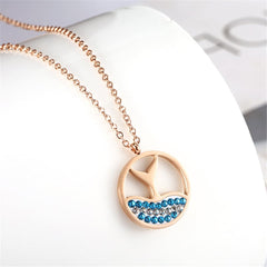 Blue Cubic Zirconia & 18K Rose Gold-Plated Tail Pendant Necklace