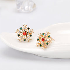 Cubic Zirconia & 18K Gold-Plated Snowflake Stud Earrings