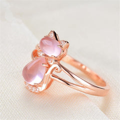 Pink Crystal & Cubic Zirconia Kitty Club Ring
