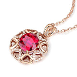Red Crystal & cubic zirconia Heart Pendant Necklace - streetregion