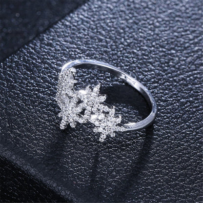 Cubic Zirconia and Silver-Plated Snowflake Ring, silver statement rings for women, everyday style, lifestyle look