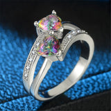 Pink Crystal Double Heart Ring