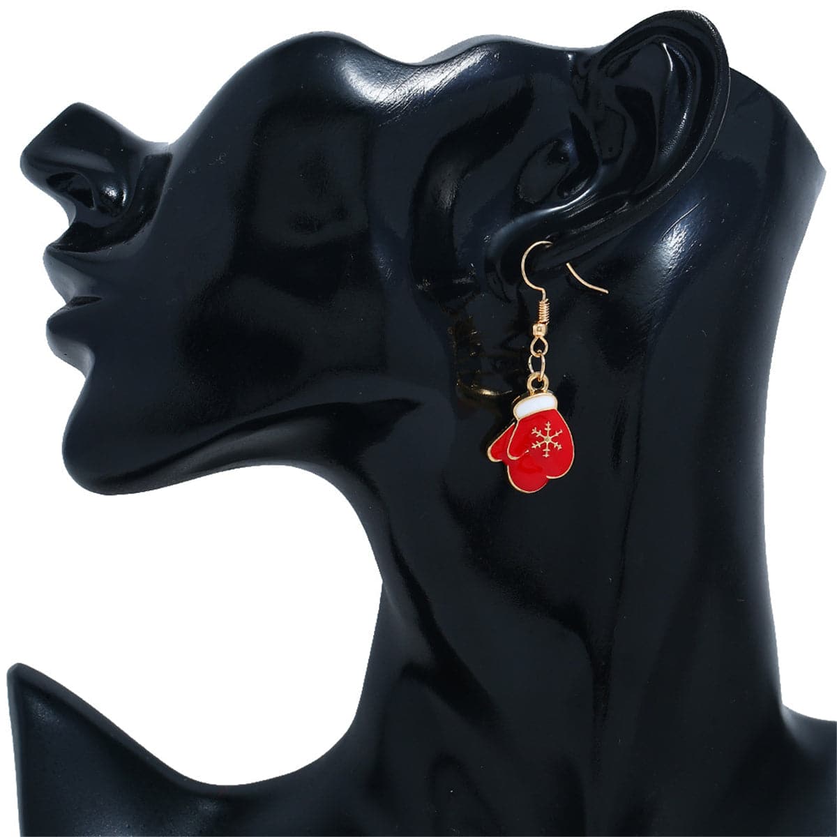 Red & 18K Gold-Plated Pair Of Mittens Drop Earrings