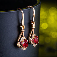 Red Crystal & cubic zirconia Eye Drop Earrings - streetregion