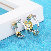 Cubic Zirconia & Two-Tone Flower Band Ring Set