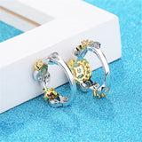 Cubic Zirconia & Two-Tone Flower Band Ring Set