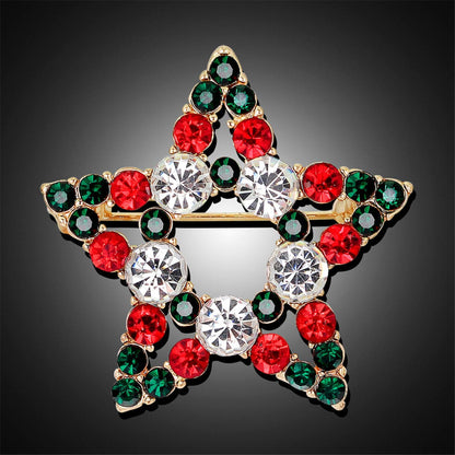 Cubic Zirconia and 18K Gold-Plated Hollow Star Brooch, gold brooch pin, botanical inspired, styled look