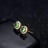 Green Crystal & Cubic Zirconia Round Stud Earrings - streetregion