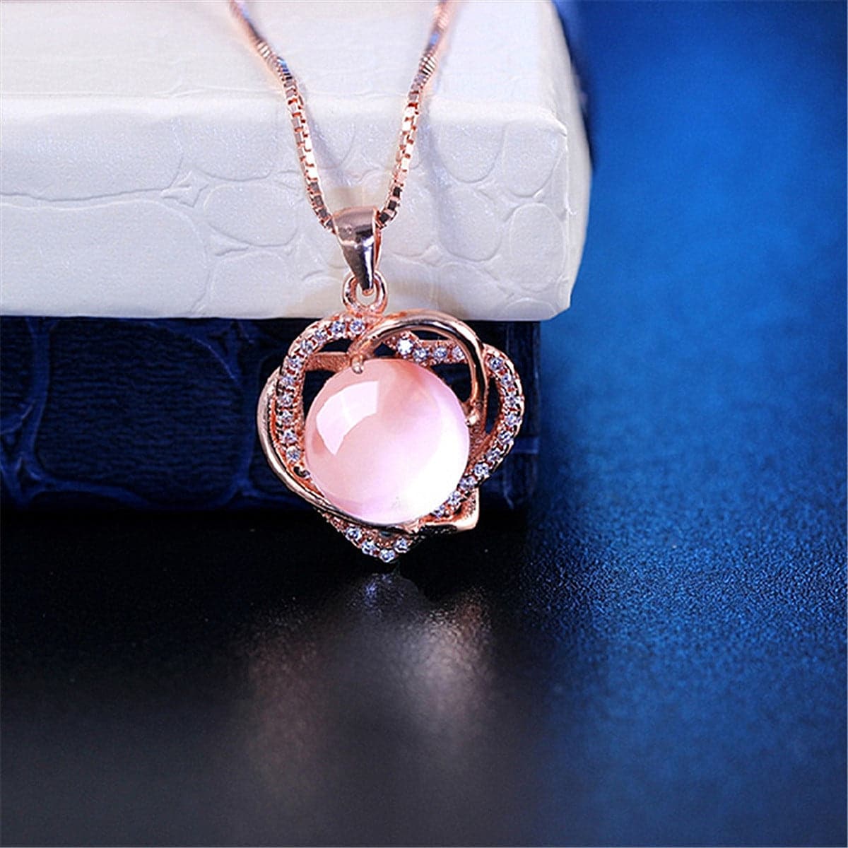 Pink Ross Quartz & 18K Rose Gold-Plated Heart Pendant Necklace