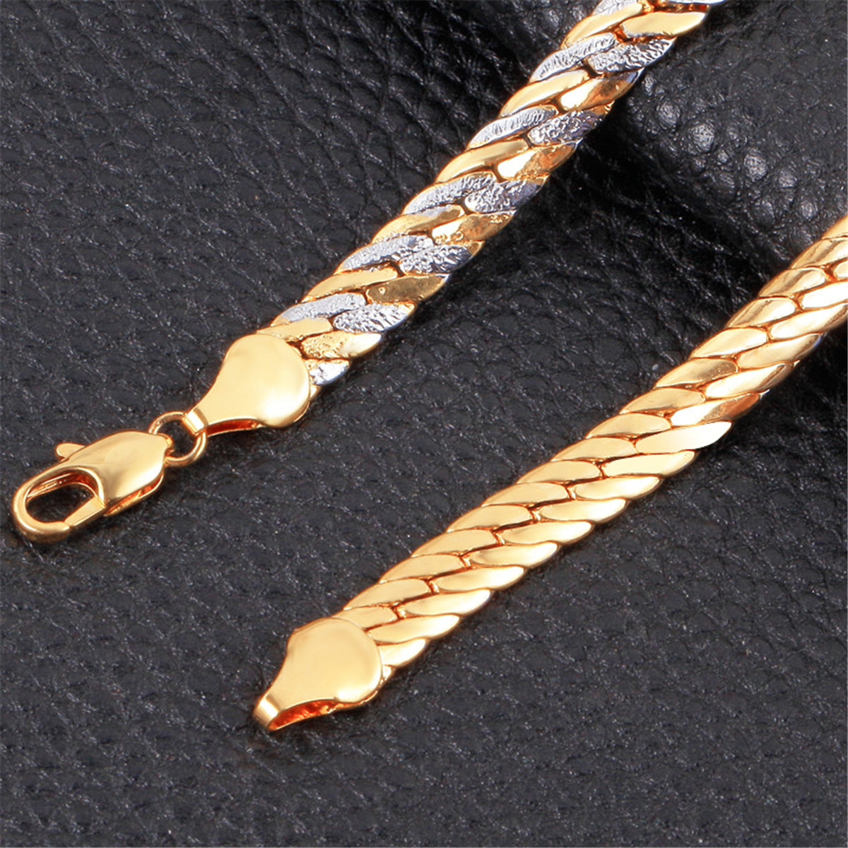 Two-Tone Figaro Bracelet, bracelet for women, everyday style, side view