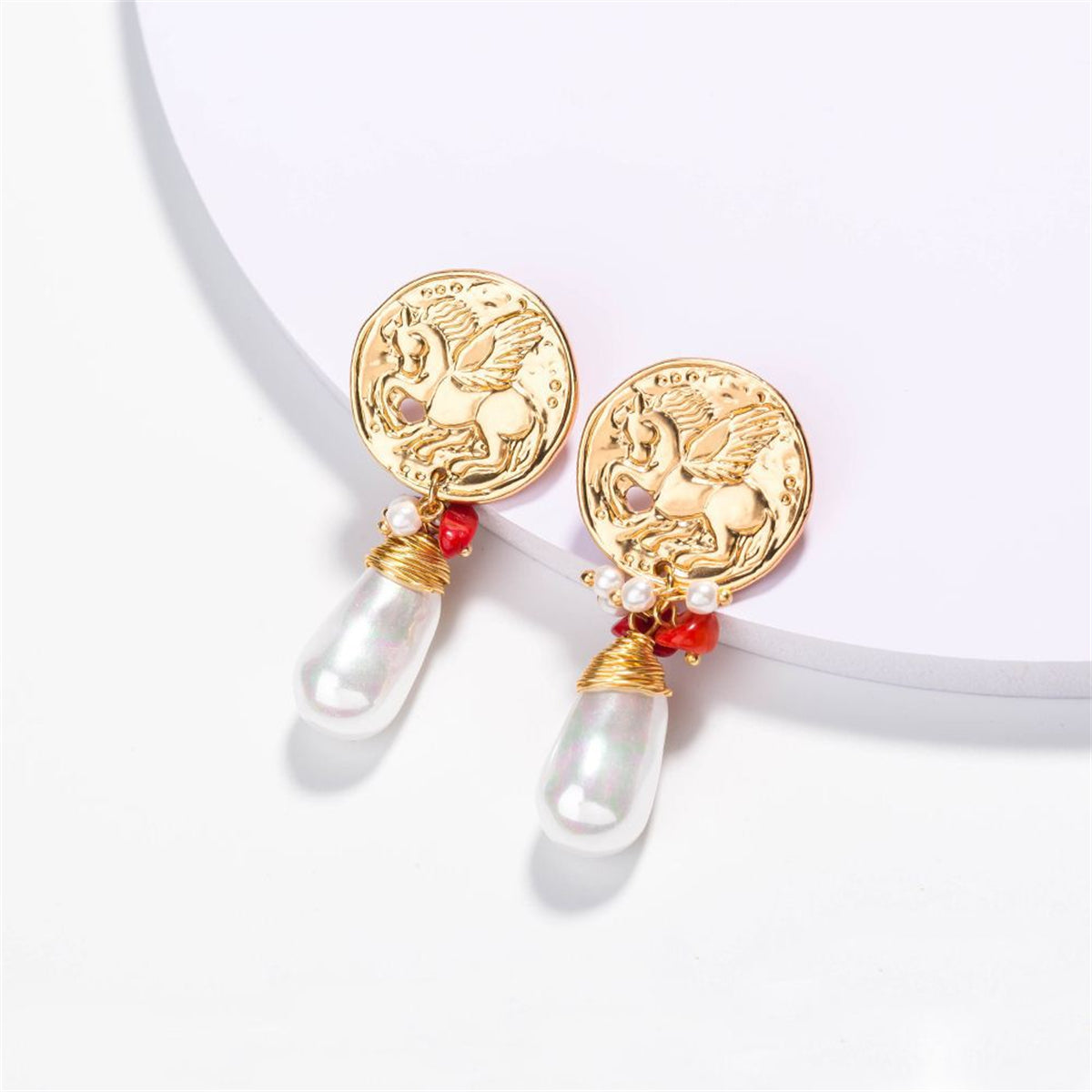 Pearl & Resin 18K Gold-Plated Unicorn Drop Earrings