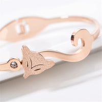 cubic zirconia & 18k Rose Gold-Plated Frosted Fox Bangle - streetregion