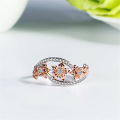 Cubic Zirconia & Two-Tone Floral Ring