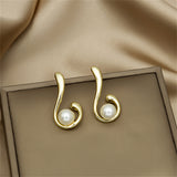 Pearl & 18k Gold-Plated Open Drop Earrings