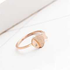 Cubic Zirconia & 18K Rose Gold-Plated Frosted Fish Ring