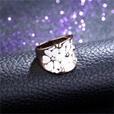 Cubic Zirconia & 18k Rose Gold-Plated Floral Ring - streetregion