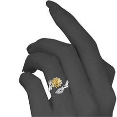 Cubic Zirconia & Crystal Two Tone Sunflower Adjustable Ring