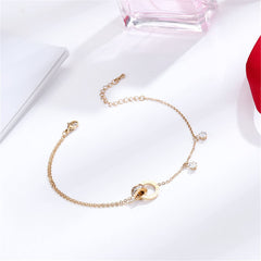 18K Rose Gold-Plated & Cubic Zirconia Crossing Ring Charm Anklet