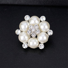 Cubic Zirconia & Silver-Plated Tiny Flower Brooch